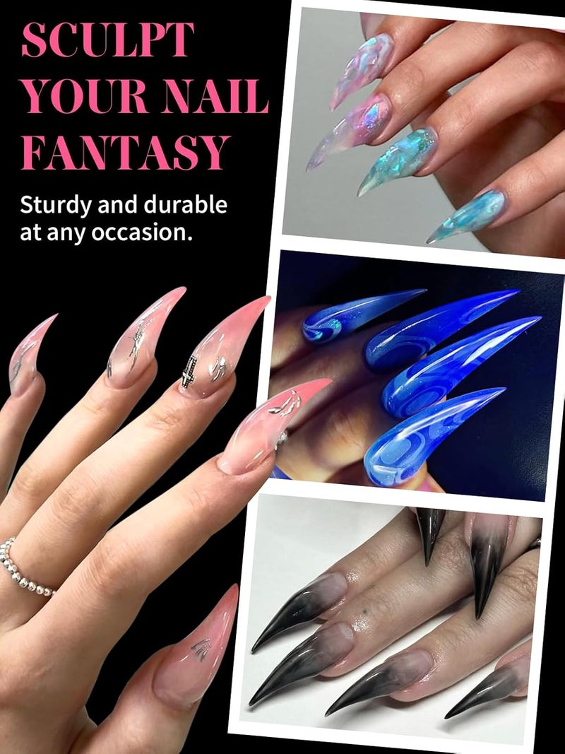 EBANKU Dual Nail Forms for Poly Extension Gel, 150 PCS Clear Eagle Claw Nail Molds Reusable 15 Sizes Hawk Curve Nail Extension Forms for Builder Gel Manicure Design Salon DIY - Image 3